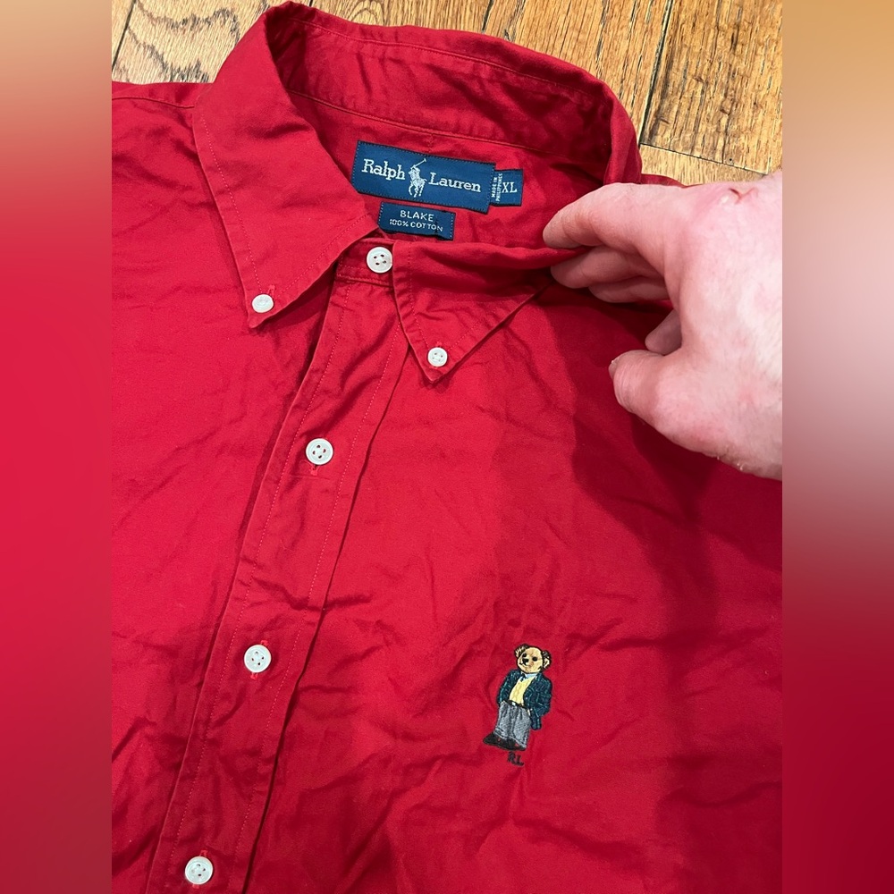 Ralph Lauren Button Down Up Shirt Long Sleeve Polo Blake XL RL Polo Bear - Picture 3 of 8